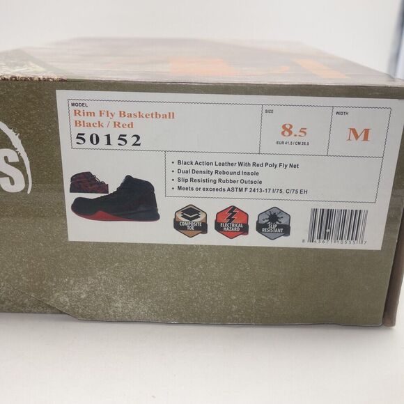 NEW Hoss Boots Rim Fly Black Red High Top Composite Toe Slip Resistant Men's 8.5 - Picture 10 of 11